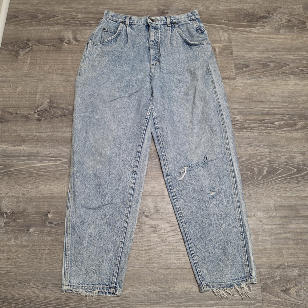 Vintage Lee Skyriders Jeans Womens 31x30 Whiskered 90s 80s Acid Wash Distressed